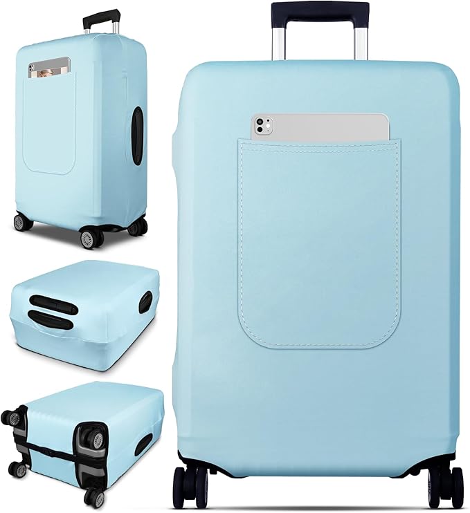 Slohif Luggage Cover for Suitcase Tsa Approved Protector - Luggage Sleeve Suit Case Cover Travel Stretch Large Baggage Case Protective Washable Fit 30-32 Inch Light Blue