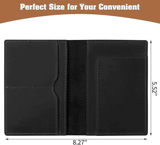 Jack&Chris Leather Passport Holder, Handmade Passport cover, Travel Wallet Cover Case for Men and Women, Leather Travel Documents Organizer Protector, JC107