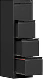 4 Drawer File Cabinet with Lock,17.8" Deep Vertical Metal Filing Cabinet for Home Office,Locking Drawer Tall for Hanging Letter/A4/Legal Folders, Easy Assemble-Black