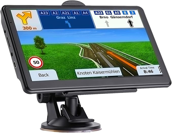 GPS Navigator for Car Truck RV, 7 Inch Touch Screen, Latest 2025 Maps for Car GPS, Support Voice Turn-by-Turn Guidance, Speed and Red Light Warning, Custom Truck Routing