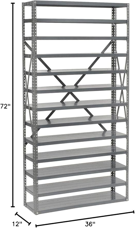 Global Industrial 13 Shelf Steel Shelving with (72) 4" H Plastic Shelf Bins, Blue, 36x12x72
