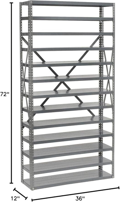 Global Industrial 13 Shelf Steel Shelving with (72) 4" H Plastic Shelf Bins, Blue, 36x12x72