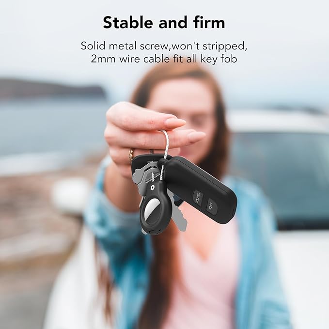 for AirTag Holder Case with Keychain, Air Tags-2 Pack for Apple Air Tag Holder with Wire Cable Lock Key Ring Chain Air Tagholder Accessories for GPS Item Tracker Kids,Keys,Luggage