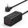 NENJI 75W GaN USB-C Super Fast Charging Station, 8-in-1 Power Strip with 5 USB & 3 AC Ports, Smart Charging, Fast PD Charger for iPhone, Samsung, iPad, MacBook – Desktop & Travel-Friendly – Black