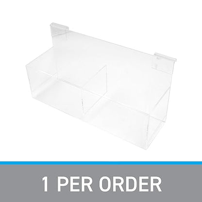 SSWBasics Clear Acrylic Double Display Bin - 14"L x 4-1/2"W x 4-1/2"D - For Slatwall or Wire Grid
