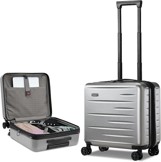16 Inch Carry On Luggage Airline Approved, Expandable Lightweight ABS+PC Hard Shell Suitcases with 360° Spinner Wheels, TSA Lock, YKK Zippers (Dark Gray, 1 PC)
