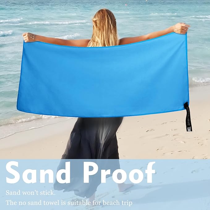 Microfiber Travel Towel, Soft Lightweight Quick Dry Towel, Super Absorbent Compact Travel & Sports & Beach Towels for Camping, Backpack, Gym, Swimming, Yoga, Hiking (L:24"×48" -Blue)