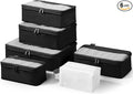 Compression Travel Packing Cubes, 6 Set Expandable Luggage Organizer Bags, Durable Travel Accessories for Suitcases, Backpacks, and Carry-Ons (Black)