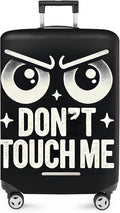 ANNA QUEEN Funny “Don’t Touch Me” Luggage Cover, Bold Black Suitcase Protector with Angry Eyes Design, Stretchable, Washable Travel Cover for 20-22 Inch Luggage