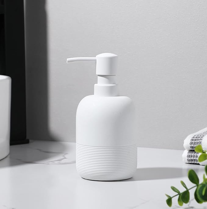 White Soap Lotion Dispenser with A Spare Pump,Liquid Hand Soap Dispenser Sets for Bathroom Countertop,2pcs/Set Soap Dispenser for Kitchen