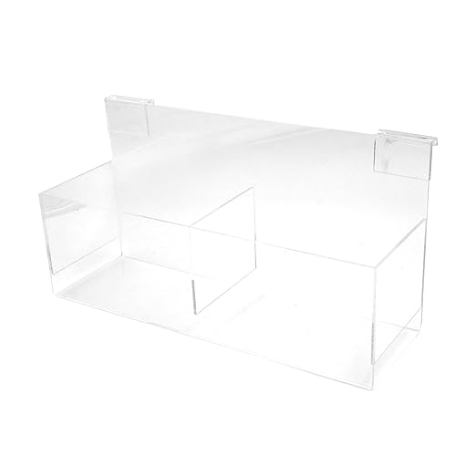 SSWBasics Clear Acrylic Double Display Bin - 14"L x 4-1/2"W x 4-1/2"D - For Slatwall or Wire Grid