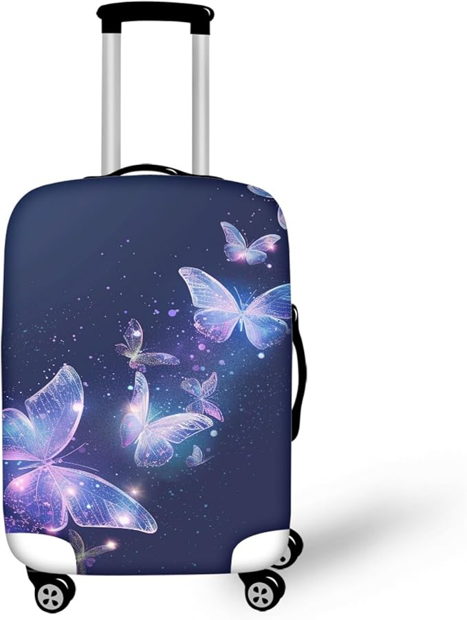 Travel Luggage Cover Anti-scratch Baggage Suitcase Protector Fits 30-32 Inch Luggage, Purple Crystal Butterfly