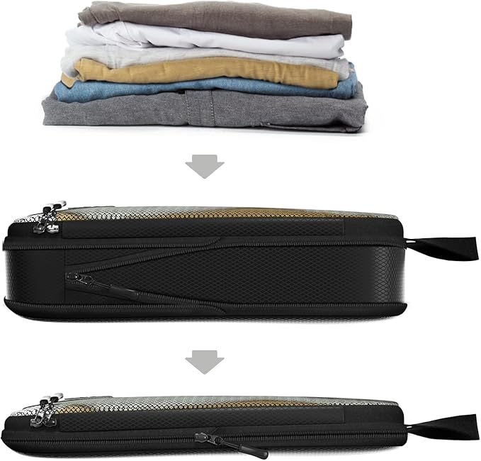 4pc Small Compression Packing Cubes for Suitcases - Carry-on Organizer Cubes - Luggage Packing Compression Bags for Travel