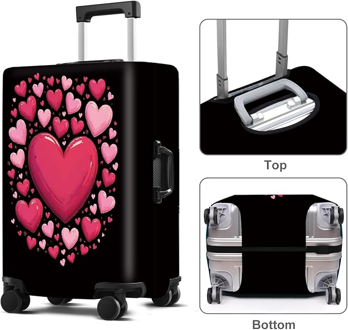 Luggage Cover Washable Suitcase Protector Anti-Scratch,Stretchable Fit for 20-34Inch Luggage Durable Travel Bag Cover with Zipper Closure (Heart, XL(fits 32-34Inch suitcase))