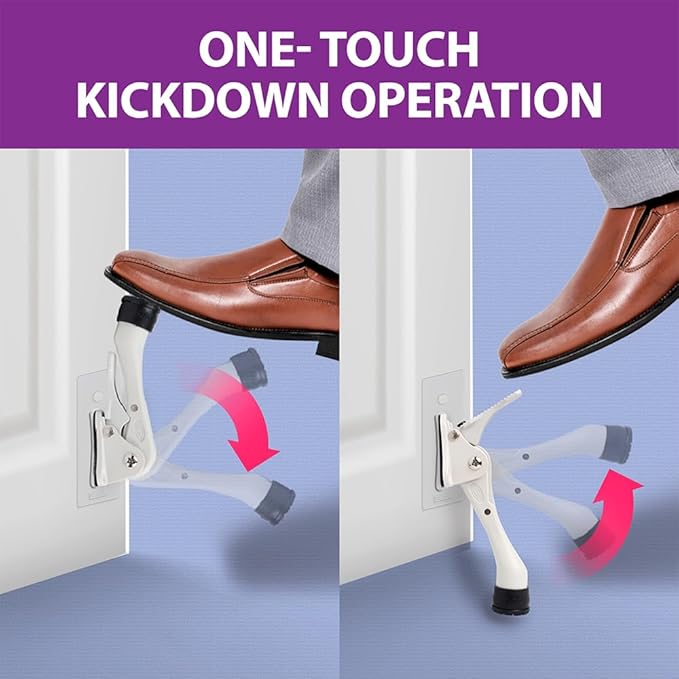 Door Stopper with Adhesive Bracket Stickers, No Drilling or Tools Needed, Available for All Doors, Door Holder, Heavy Door Stop, KickDown Door Stoppers, Bottom of Door by HASHI (Black/Bracket 4pack)