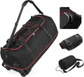 Vomgomfom 32" Soft-Sided Foldable Wheeled Travel Duffel Bag,Expandable 110L to 140L Rolling Cargo Bag with 2 Wheels and Multiple Pockets,Black-red