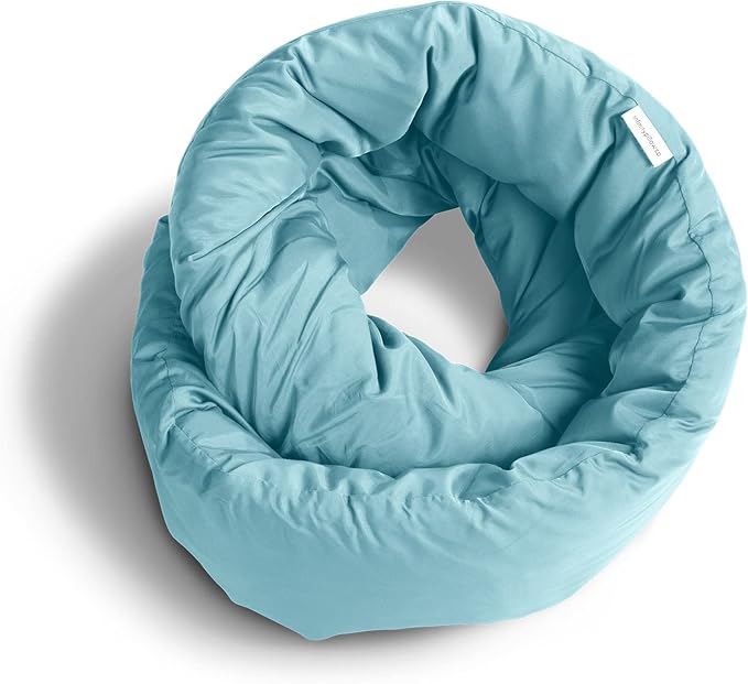 Huzi Infinity Pillow - Travel Neck Pillow - Versatile Soft 360 Support Scarf - Machine Washable - Home Travel Flight Road Trips Airplane Sleeping (Airy Blue)