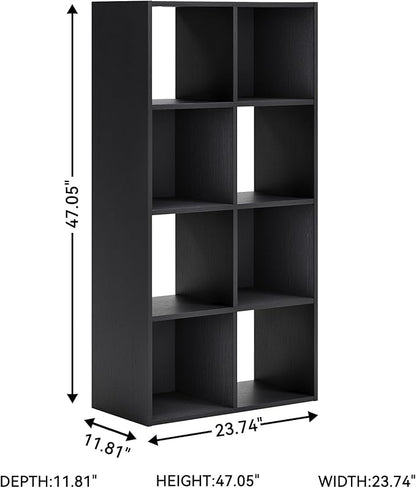 Signature Design by Ashley Langdrew 8 Cube Storage Organizer, Matte Finish, Wood & Decorative Laminate, 23.74" W x 11.81" D x 47.05" H, Black