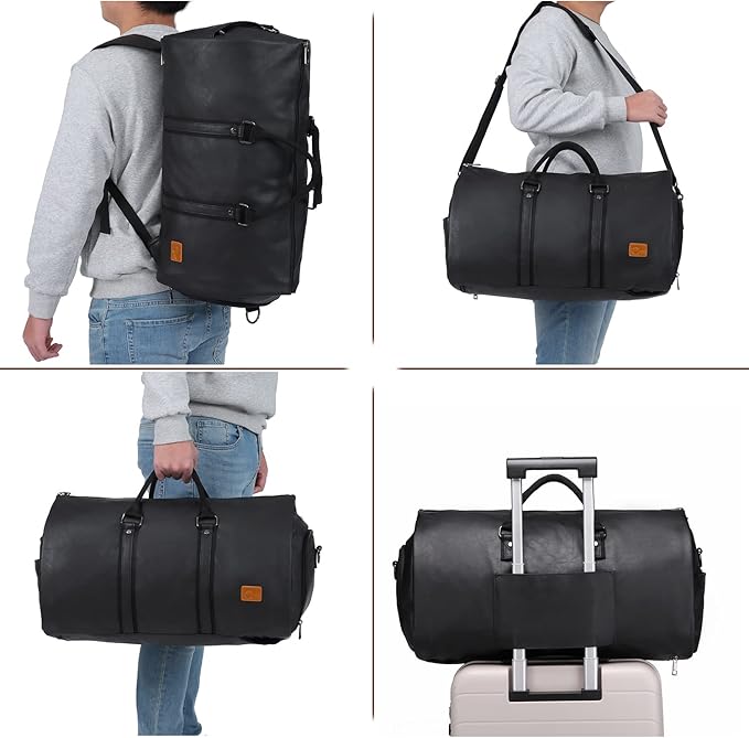 seyfocnia Convertible Travel Garment Bag,Carry on Garment Duffel Bag for Men Women - 2 in 1 Hanging Suitcase Suit Business Travel Bag