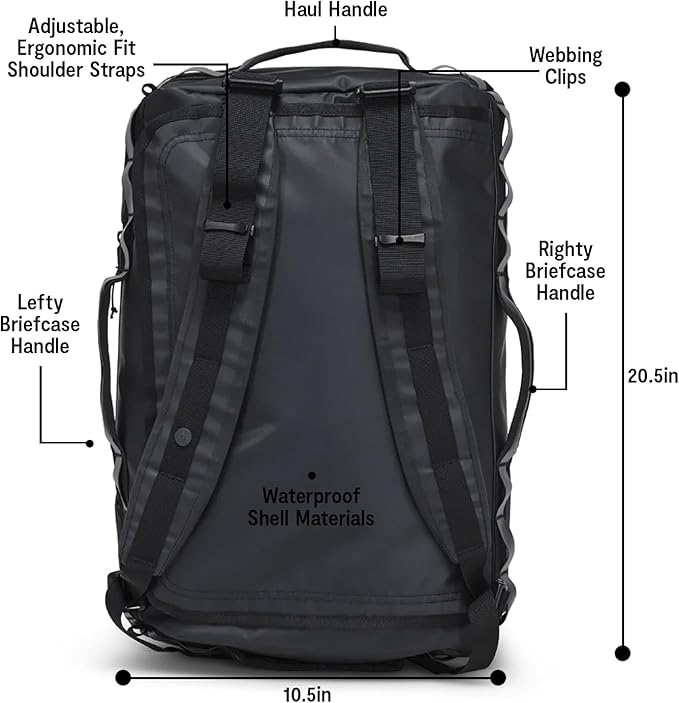 Baboon to the Moon Go-Bag Medium 40L – Detachable Straps, Small Duffle Bag for Travel, Gym Bag for Women, Mens Travel Bag, Duffel Bags for Traveling, Travel Duffel Bags for Women (Black)