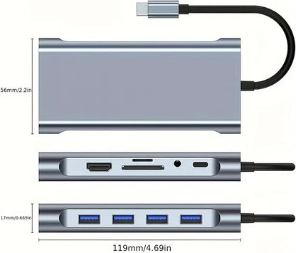 USB C Laptop Docking Station 11 in 1 Type-C Hub with HDMI,Ethernet,4 USB,VGA,SD TF Card Reader,Audio,PD Compatible with iPhone16/MacBook/Dell/Surface/HP/Lenovo and Other Type C Laptops