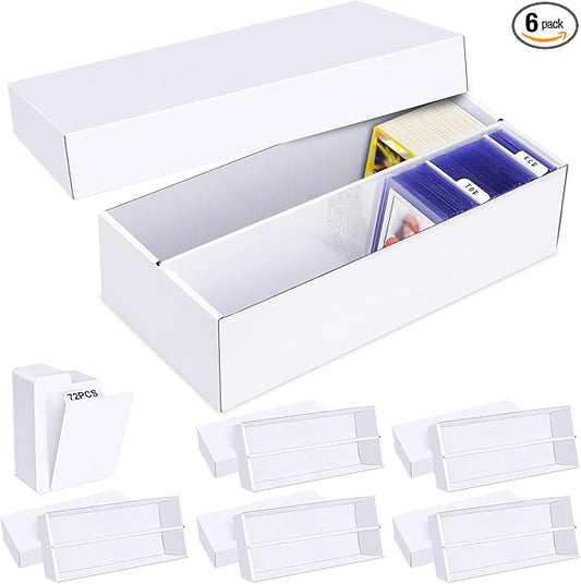 Trading Card Storage Box 6 Pack–1600 Count Cardboard Organizer with Dividers for MTG, TCG, Sports, Toploader