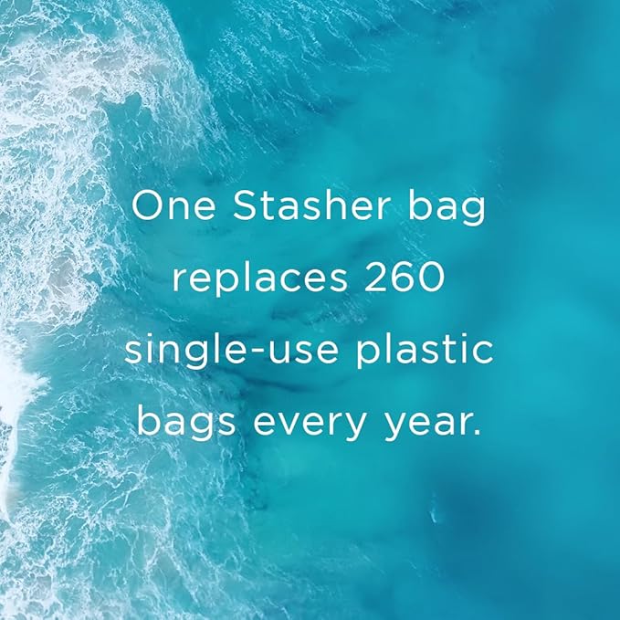 Stasher Premium Silicone Reusable Food Storage Stand-Up Bag Mega, Aqua, Microwave, Sous Vide, Dishwasher, Oven and Freezer Safe, BPA Free, Leak-free, Eco-friendly, 104 Oz