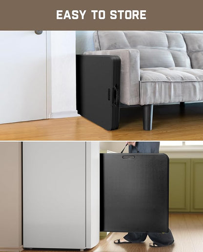 FanttikOutdoor 4ft Portable Folding Table, One-Handed Height Adjustment, 4 Heights, Gravity Lock, Carry Handle, Indoor Outdoor Heavy Duty Fold-in-Half Utility Table, Party, 2-Pack, Black Zeta X4 Pro