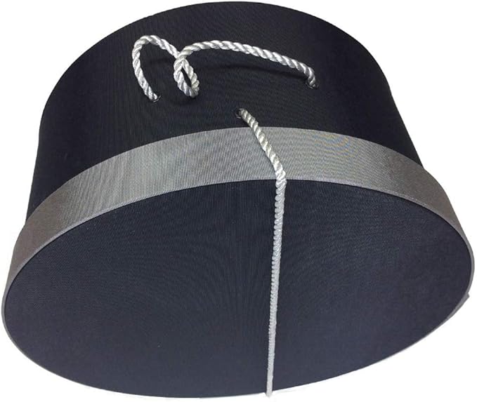 Sarah's Hat Boxes Classic Black/Gray Hat Box – 16.75" x 8.5" (Dia. x Ht.) Handmade in USA – Odorless Non-Toxic Adhesive, Cording Handle – Premium Storage for Hats & Accessories