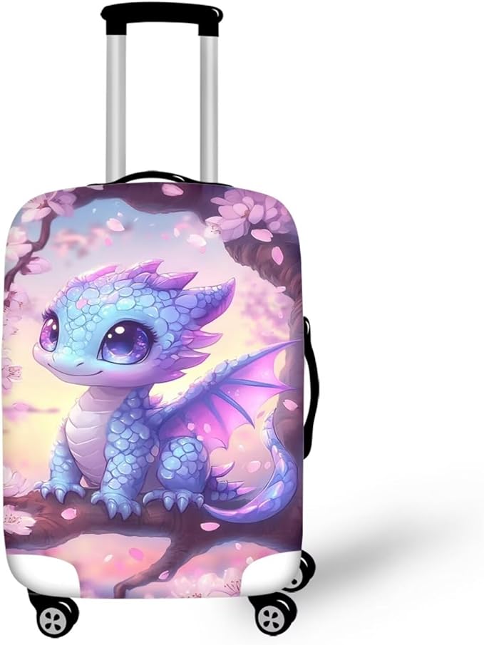 Dragon Suitcase Cover Travel Luggage Protector Washable Elastic Suitcase Covers Anti-Scratch Zip Closure Lugagge Covers for Suitcase Cherry Blossom Luggage Cover Fits 22-25 Inch, M