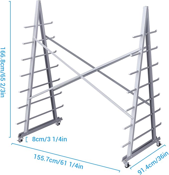 Floor Standing Lumber Horizontal Storage Rack with 7 Tiers, Heavy-Duty Metal Adjustable Arms Pallet Racking, Free Standing Bar Storage Cantilever Rack for Basement, Up to 2500 Lbs