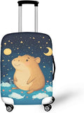 Capybara Suitcase Cover Cute Luggage Cover Protector Invisible Zipper Closure Travel Luggage Protector Fit 22-25 Inch Anti-Scratch Stretchable Suitcase Protector, Moon and Star
