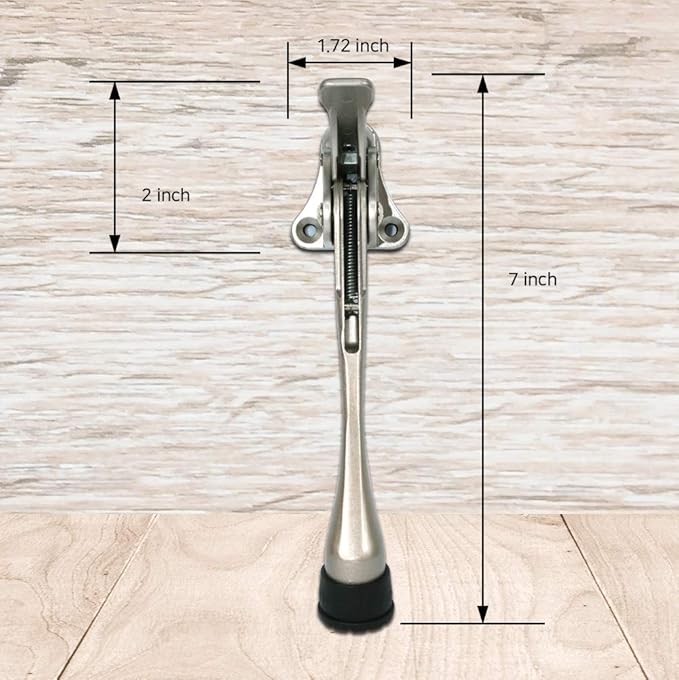 Door Stopper, One-Touch semi-Automatic Metal Door Stopper, with Non-Slip Rubber Tip for Wood, Concrete, Tiled, and Carpeted Floors (6inch x 1pack, Black)