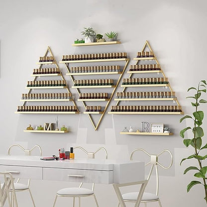 Wall Mounted Shelf Nail Polish Bottle Display Rack, Triangular Essential Oil Perfume Storage Rack, Multifunctional Hanging Salon/Beauty/Nail Shop Organizer Perfume Holder(Size:8,Color:White)
