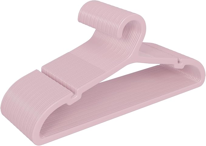30 Pack Clothes Hangers, Non Slip Plastic Coat Hangers, Space Saving, Heavy Duty, Hanging Dry Wet Clothes, 16.4" x 8.3", Light Pink, UAPY0530P