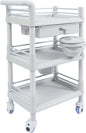 Medical Mobile Trolley Cart, Salon Storage Cart Movable Organizer Rolling Beauty Organizer Trolley 2 Foot-Operated Locking Castors 3 Open-Fronted Drawers 2 Waste Bins 176.37 Lbs Load Capacity