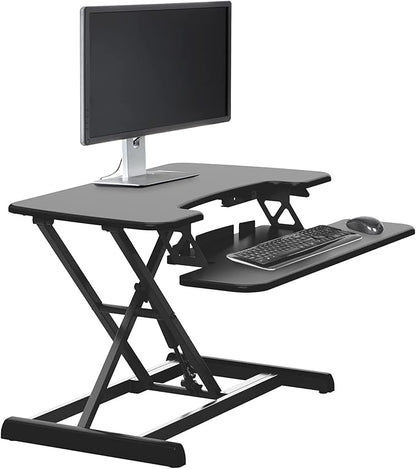 Vari VariDesk Essential Vertical Lift 30 Inch Standing Desk Converter - Compact Home Office Workstation for Laptop or Monitor + Keyboard Tray - Delivers Fully Assembled (Black)