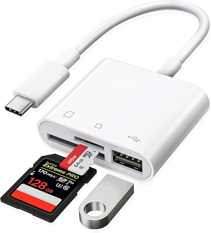 RayCue USB-C SD Card Reader - Type-C to SD/MicroSD Card Reader for iPhone 15/iPad/Mac/Laptop, iMac/iPad Pro/Air/Mini, MacBook Pro/Air, Galaxy