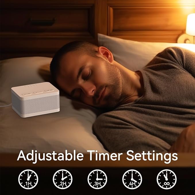 Sound Machine White Noise Machine with 30 Soothing Sounds 36 Levels Volume 5 Timers and Memory Function Effectively Blocks Noise Ideal Sleep Machine for Baby Kids Adults… (White)