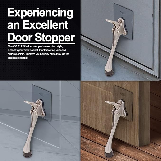 One-Touch Doorstop Adhesive Bracket (Satin Nickel, 6inch x 1pack)