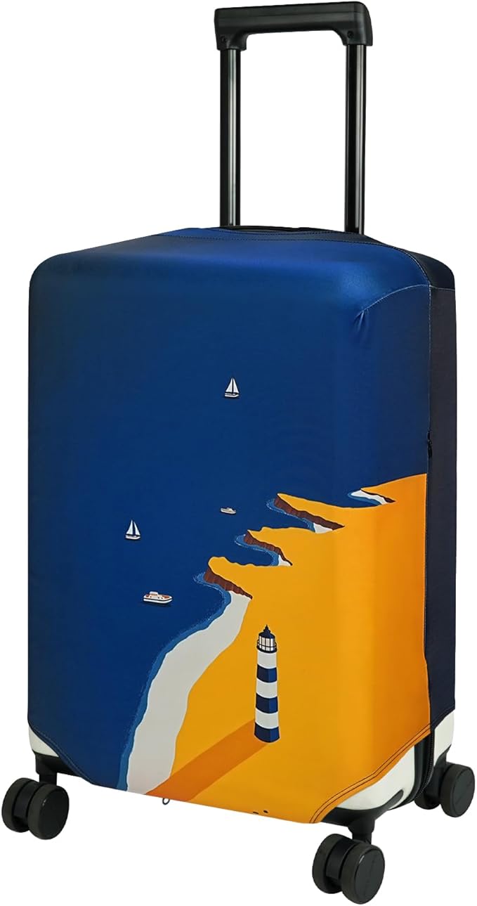 HYPER VENTURE Washable Luggage Cover - Fashion Suitcase Protector Fits 23-26 Inch Luggage (Lighthouse, M)