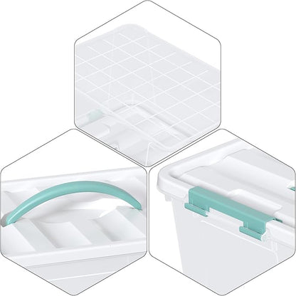 Ramddy 6-Pack 14 Quart Plastic Storage Bin with Handle, Clear Latching Container Box