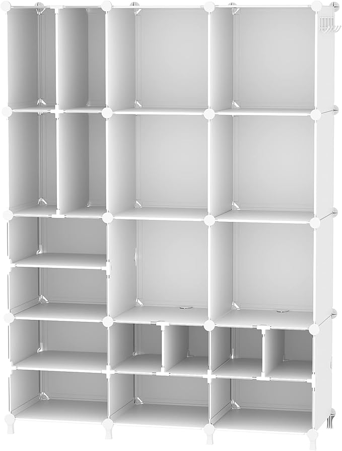AWTATOS Cube Storage Organizer Closet Storage 12 Cube Shelves, Large and Small Cubes, DIY Portable Closet Clothes Storage Shelfs for Home, Bedroom, White