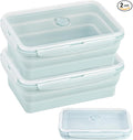 Extra Large Collapsible Silicone Food Storage Containers With Lids, 2 Pack 2000ml, XXL Foldable Bento Lunch Box, Big Meal Boxes for Kitchen, Camping, Dishwasher, Microwave, Freezer Safe