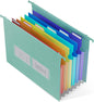 ThinkTex Plastic Expanding Hanging File Folders, 7 Innovative 1.2" Accordion Pockets, Large Capacity, Multi-Color Tabs, Letter Size for Filing Cabinet - Green