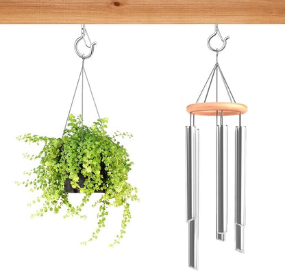 36 PCS Q-Hanger Hooks, Screw Hooks for Outdoor String Lights, Safety Buckle Design Cup Eye Hook for Hanging Christmas Lights, Plants, Mounted on Wall Ceiling, Include 1 Wing Nut Driver, Silver