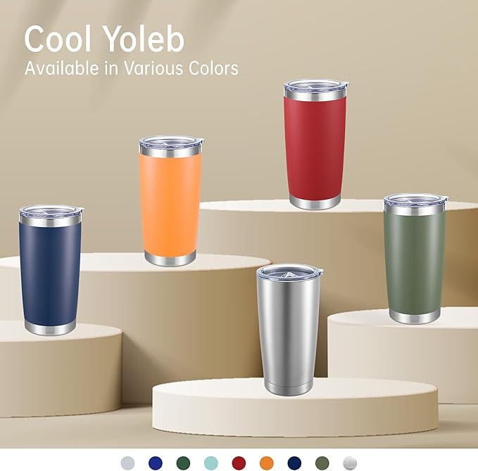 20 oz Tumblers Bulk Stainless Steel Tumbler with Lid Double Wall Vacuum Insulated Coffee Mug 20oz Powder Coated Cup for Hot and Cold Drinks, Orange, 12 pack