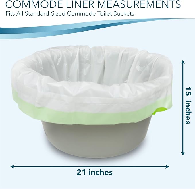 Disposable Bedside Commode Liners for Adult Portable Toilet Chair Seat Bucket and Bedpan | Value Pack of 96 Waste Bags | Universal Fit Liners for Home Medical Care
