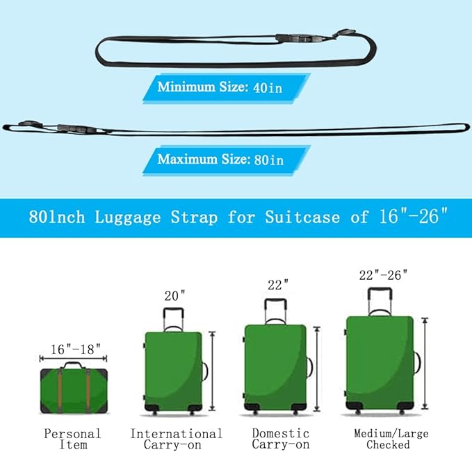4Pcs Luggage Straps for Suitcase Travel Accessories TSA Approved, 80In Long Belts to Keep Your Suitcase Secure, Adjustable Bag Straps with Quick-Release Buckle for Travel Bag Closure, Pink