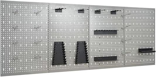 Wall-Mounted Peg Boards 4-Pack 15.7"x22.8" Steel with Versatile Holes for Workshop Organization,145352,Gray